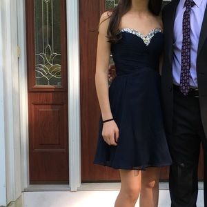 navy blue sequin mini dress